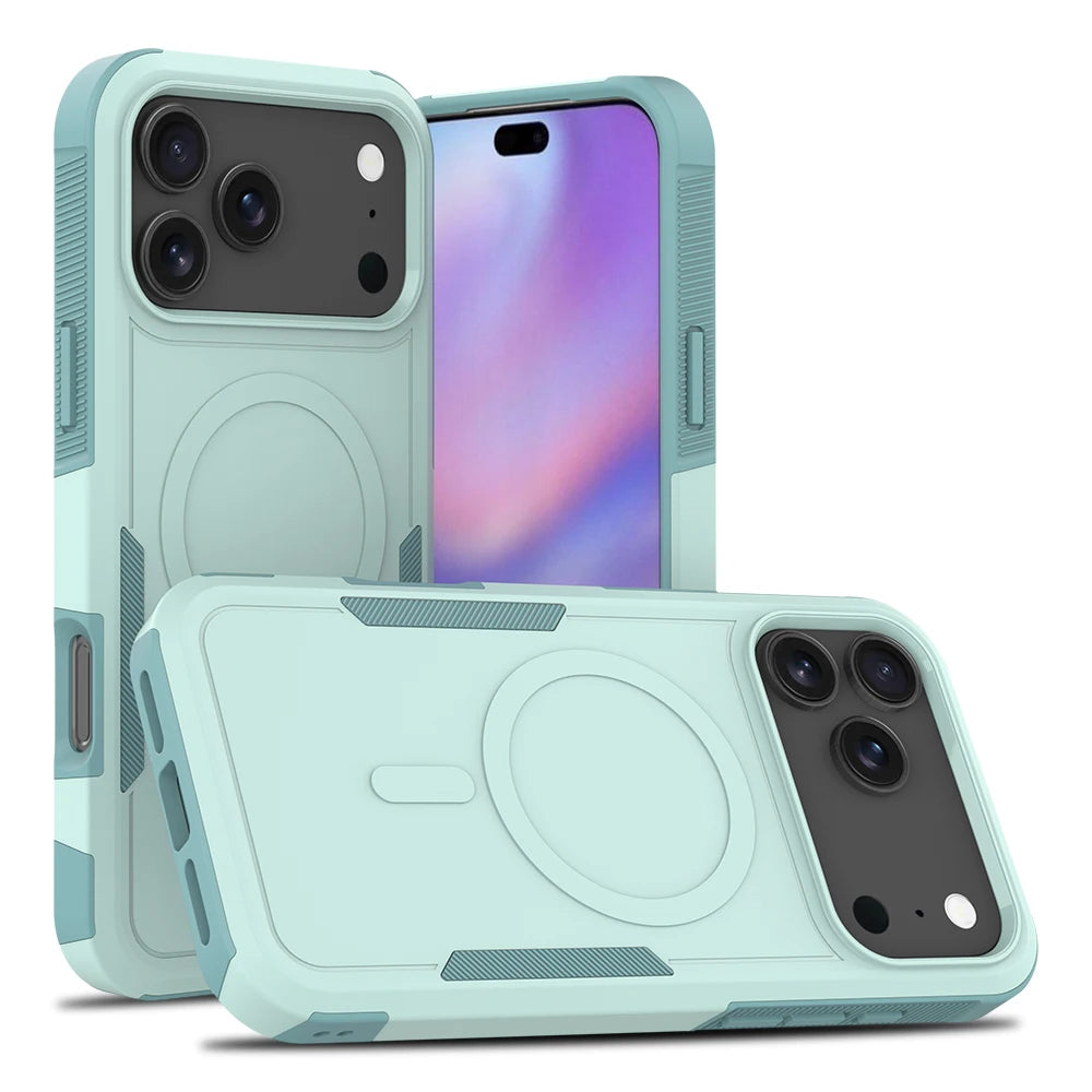 Rugged Armour-Style Magnetic Phone Case for iPhone 18 Pro Max, 18 Pro, Air, 17, 16, 15 & 14 Series, Matte PC and TPU Cov