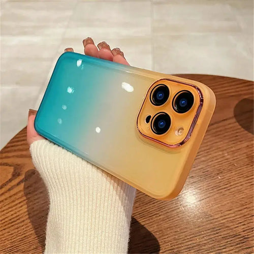 Gradient Rainbow Clear Phone Case for iPhone 16 Pro Max, 16 Pro, 16 Plus, 16, 15 & 14 Series in Shock-Absorbing TPU with