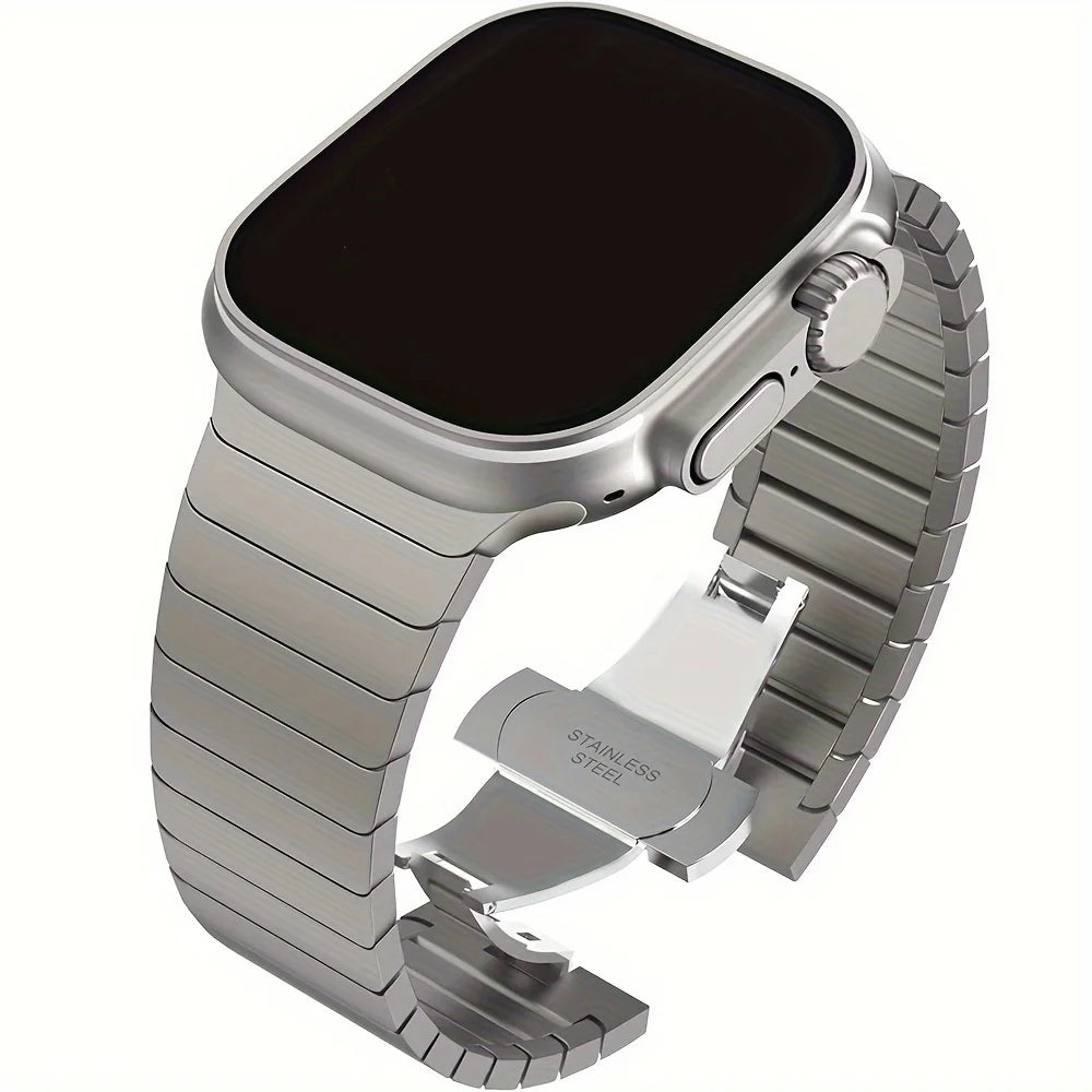 Stainless Steel Link Strap for Apple Watch 38–49mm Series, SE & Ultra in Silver, Black, Rose Gold, Gold & Starlight