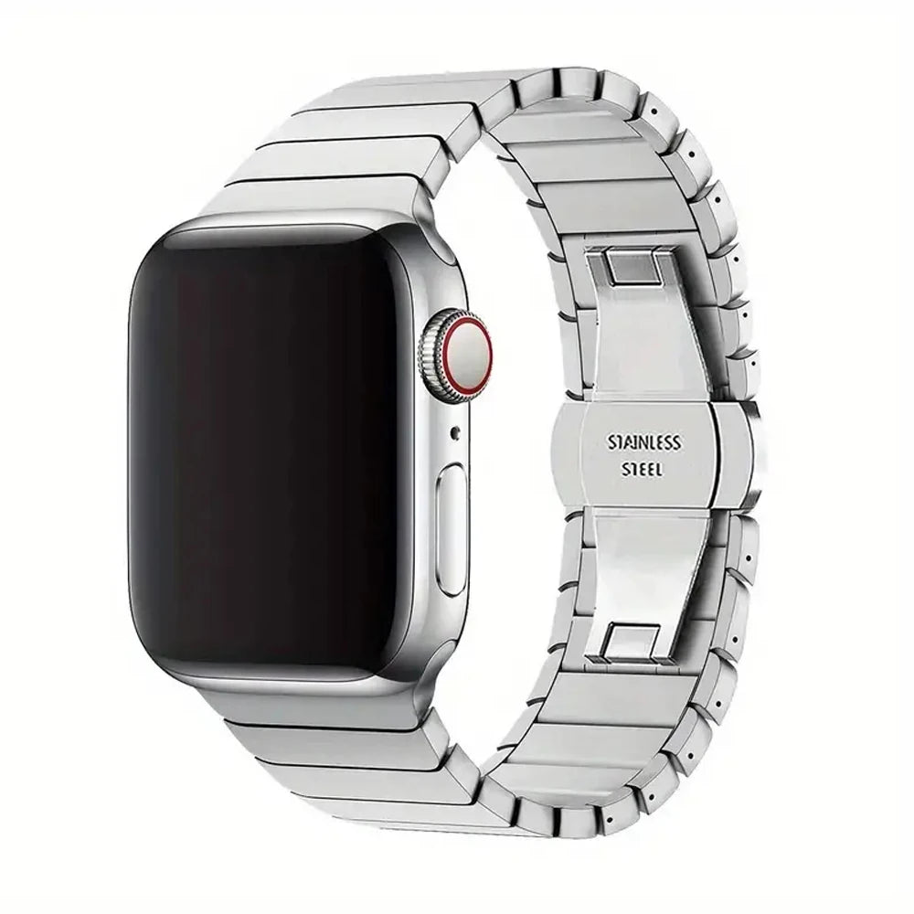 Stainless Steel Link Strap for Apple Watch 38–49mm Series, SE & Ultra in Silver, Black, Rose Gold, Gold & Starlight