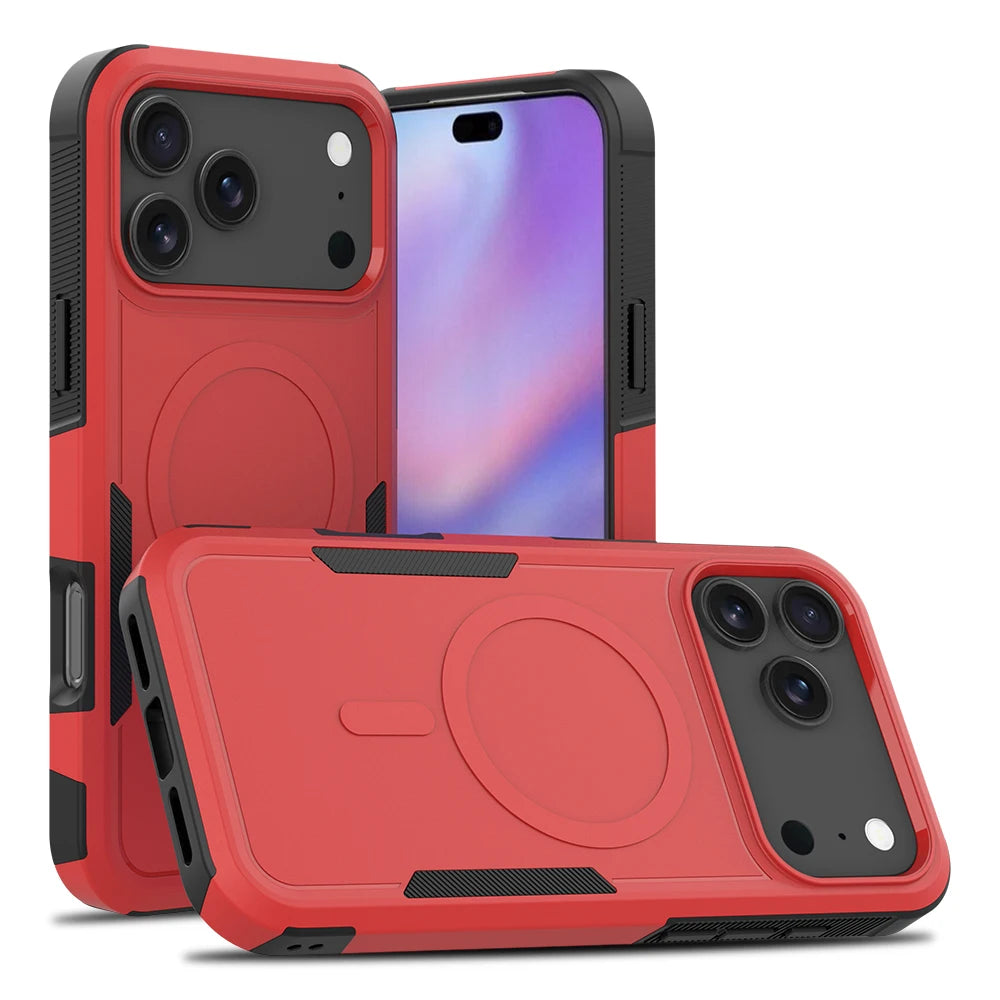 Rugged Armour-Style Magnetic Phone Case for iPhone 18 Pro Max, 18 Pro, Air, 17, 16, 15 & 14 Series, Matte PC and TPU Cov