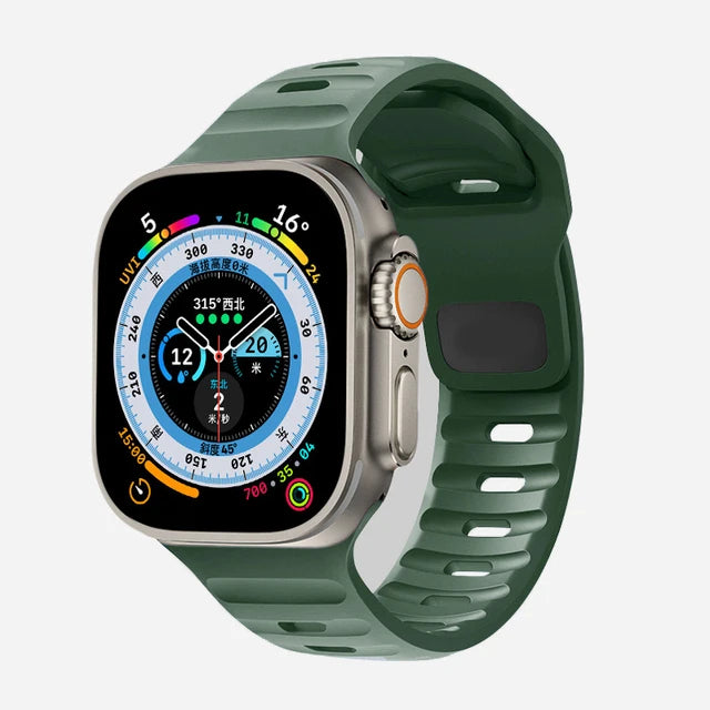 Silicone Sport Strap for Apple Watch Series, SE and Ultra – 38/40/41mm and 42/44/45/49mm Cases, Soft Unisex Band