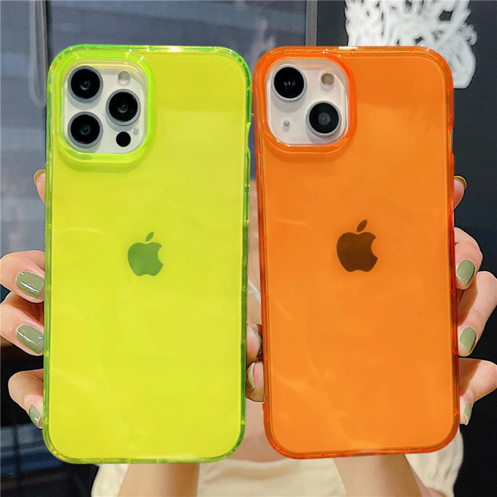 Neon Translucent Phone Case for iPhone 17, 16, 15 & 14 Series - Bright Colour Tint, Soft, Lightweight and Non-Slip