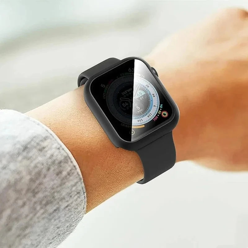 Plastic Watch Case with Tempered Privacy Screen Cover for Apple Watch 40mm to 49mm, Series 4 to 11, SE and Ultra 2/3
