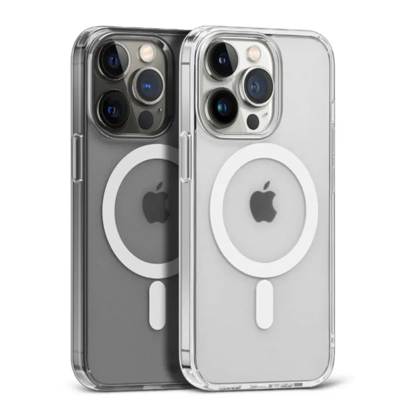 Clear Magnetic Phone Case for iPhone 16, 15 & 14 Series, Transparent PC and TPU Anti-Fingerprint Cover