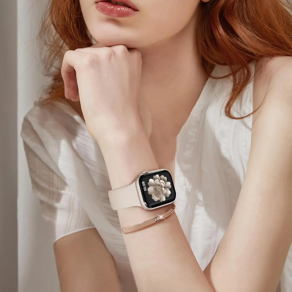 Cocoa Soft Silicone Strap for Apple Watch 38/40/41/42 and 42/44/45/46/49mm in S/M and M/L, for Series, SE and Ultra