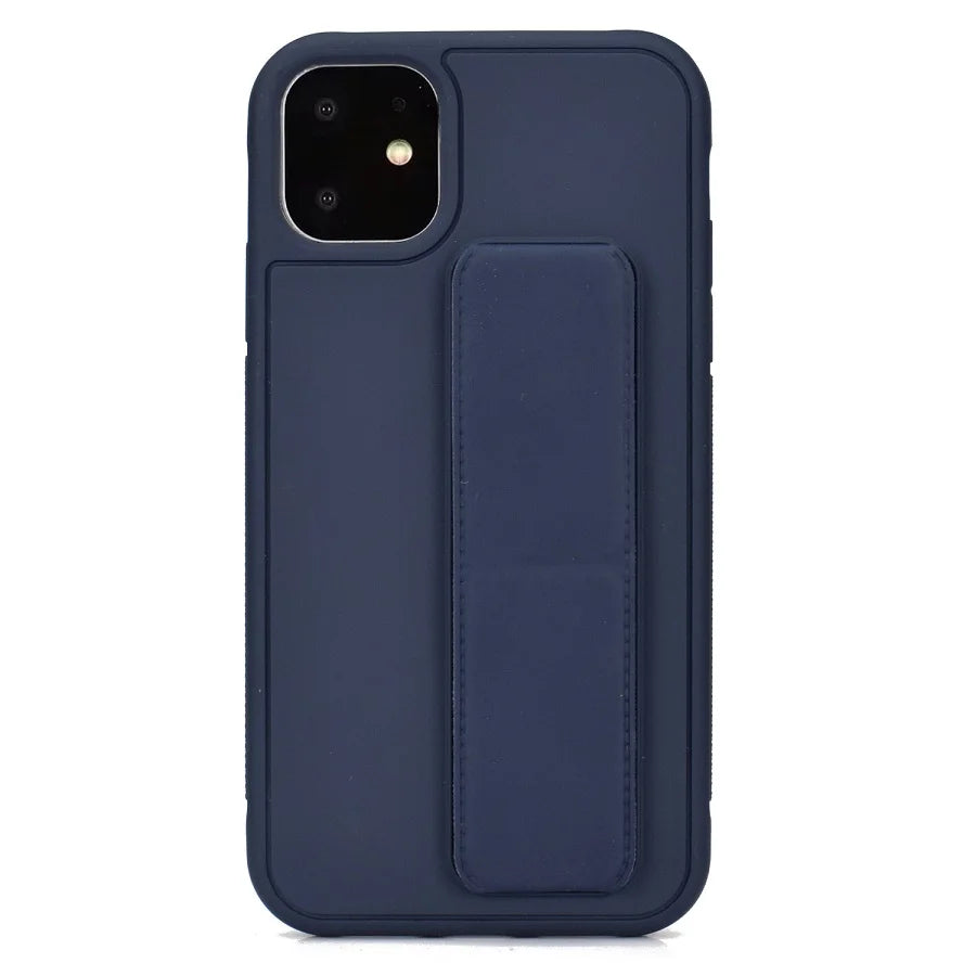 Magnetic Hand Strap Case with Kickstand for iPhone 16, 15 & 14 Series, Synthetic Leather and TPU Cover in Ten Colours