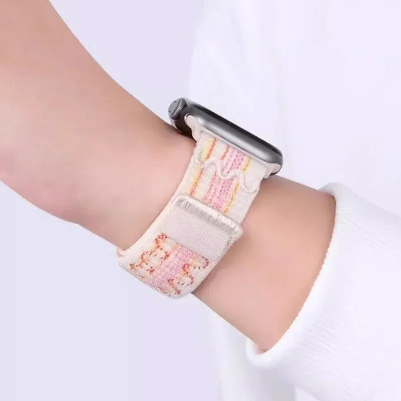 Woven Nylon Loop Strap with Hook-and-Loop Fastening for Apple Watch 38/40/41mm, 42/44/45/46/49mm and Series 10/11 42mm