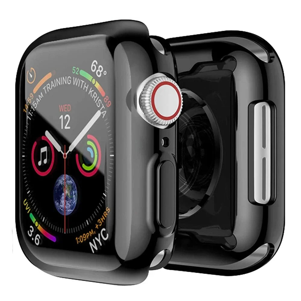 TPU Bumper Case with Built-in Screen Protector for Apple Watch Ultra, SE and Series 1-12, 38mm to 49mm