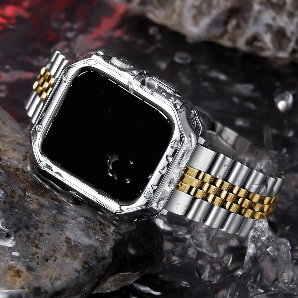 Stainless Steel Link Strap for Apple Watch Series 12 to 4, SE & Ultra 38–49mm Metal Bracelet Watch Band