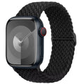 Black Braided Nylon Stretch Strap for Apple Watch 38/40/41mm and 42/44/45/49mm - Adjustable Band for Series, SE and Ultr