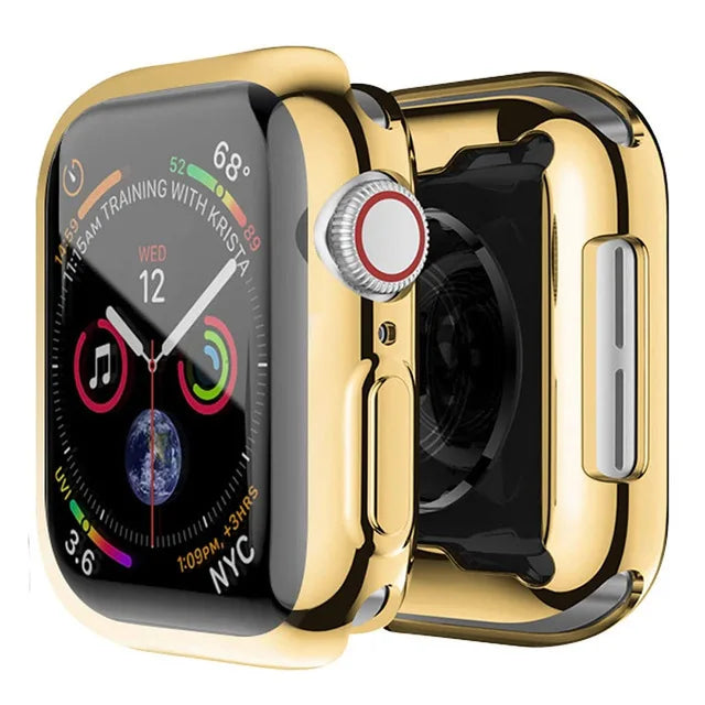 TPU Bumper Case with Built-in Screen Protector for Apple Watch Ultra, SE and Series 1-12, 38mm to 49mm