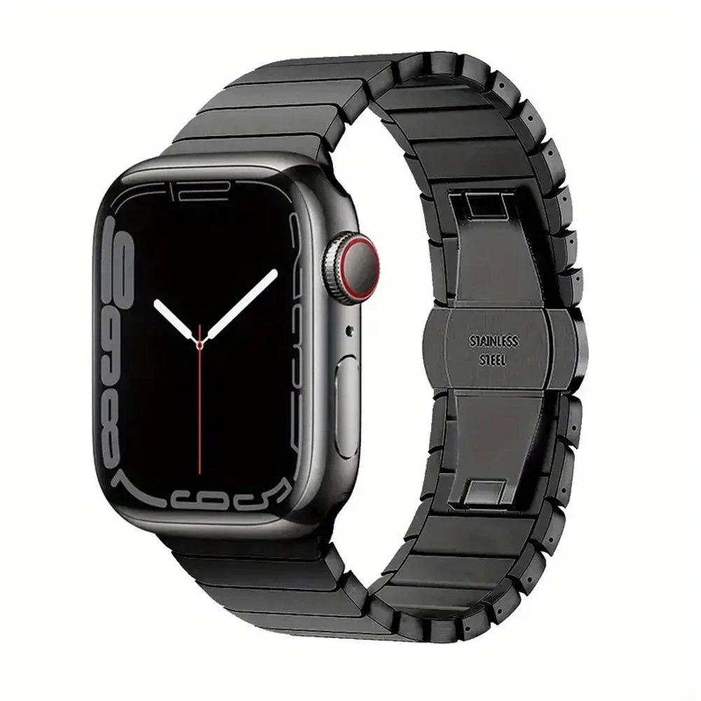 Stainless Steel Link Strap for Apple Watch 38–49mm Series, SE & Ultra in Silver, Black, Rose Gold, Gold & Starlight