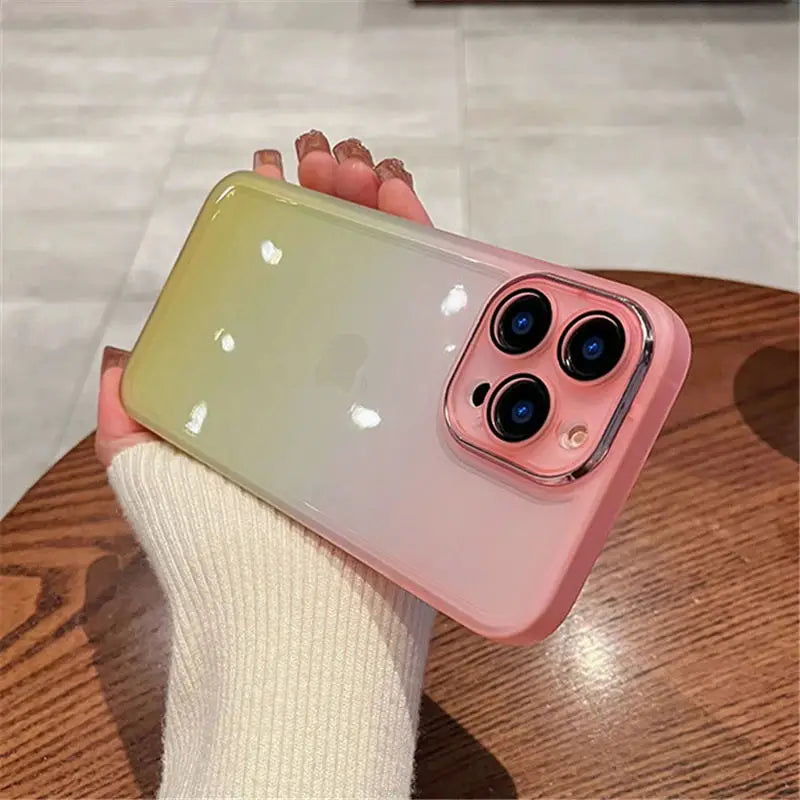 Gradient Rainbow Clear Phone Case for iPhone 16 Pro Max, 16 Pro, 16 Plus, 16, 15 & 14 Series in Shock-Absorbing TPU with