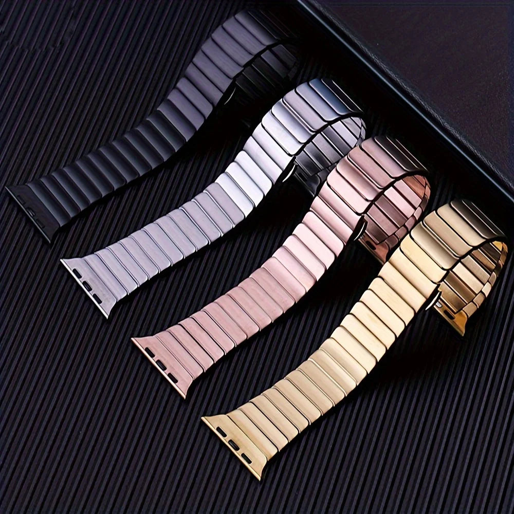 Stainless Steel Link Strap for Apple Watch 38–49mm Series, SE & Ultra in Silver, Black, Rose Gold, Gold & Starlight