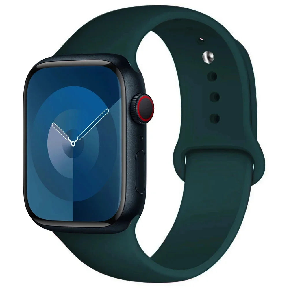 Green Silicone Strap for Apple Watch 40/41/42mm & 44/45/46/49mm - Flexible Band in S/M or M/L Lengths