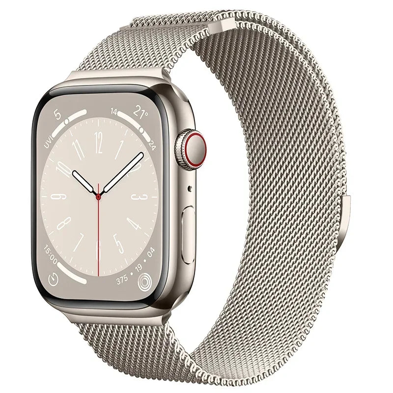 Rose Gold Stainless Steel Mesh Watch Strap with Magnetic Buckle for Apple Watch 38mm to 49mm - Breathable Metal Band