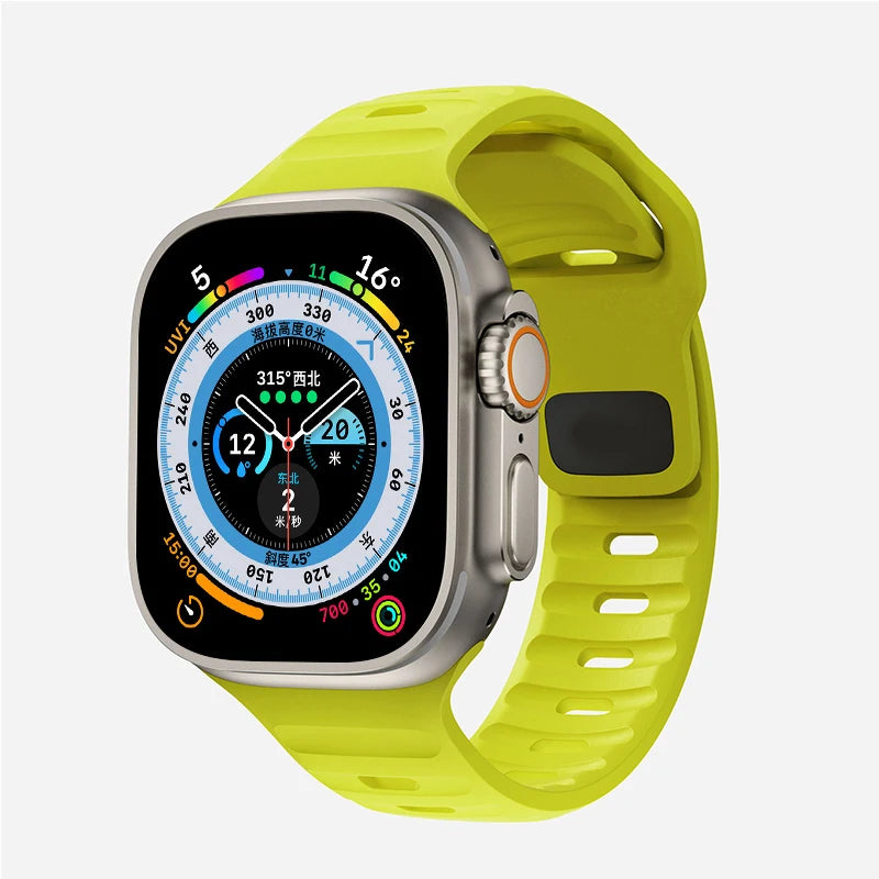Silicone Sport Strap for Apple Watch Series, SE and Ultra – 38/40/41mm and 42/44/45/49mm Cases, Soft Unisex Band