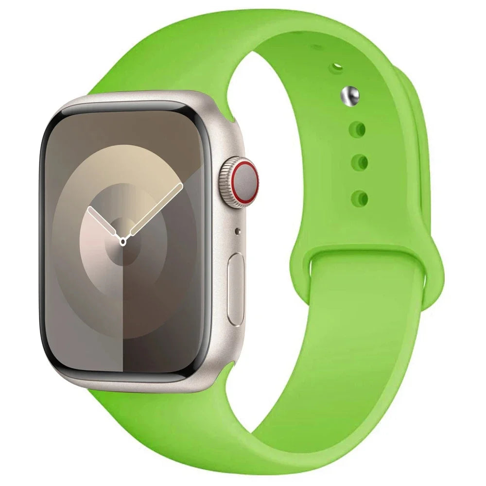 Green Silicone Strap for Apple Watch 40/41/42mm & 44/45/46/49mm - Flexible Band in S/M or M/L Lengths