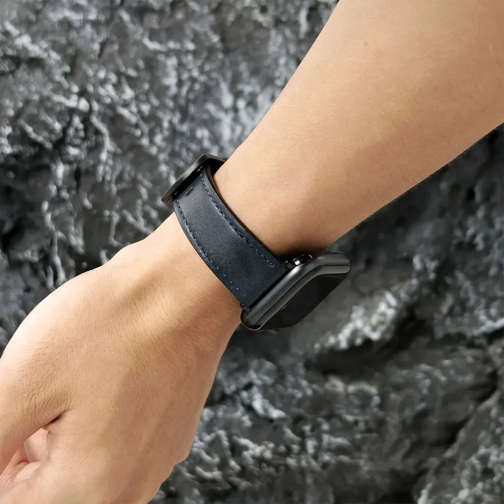 Classic PU Leather Strap for Apple Watch Series, SE & Ultra 38/40/41/42/44/45/46/49mm in Brown, Grey, Black & Blue