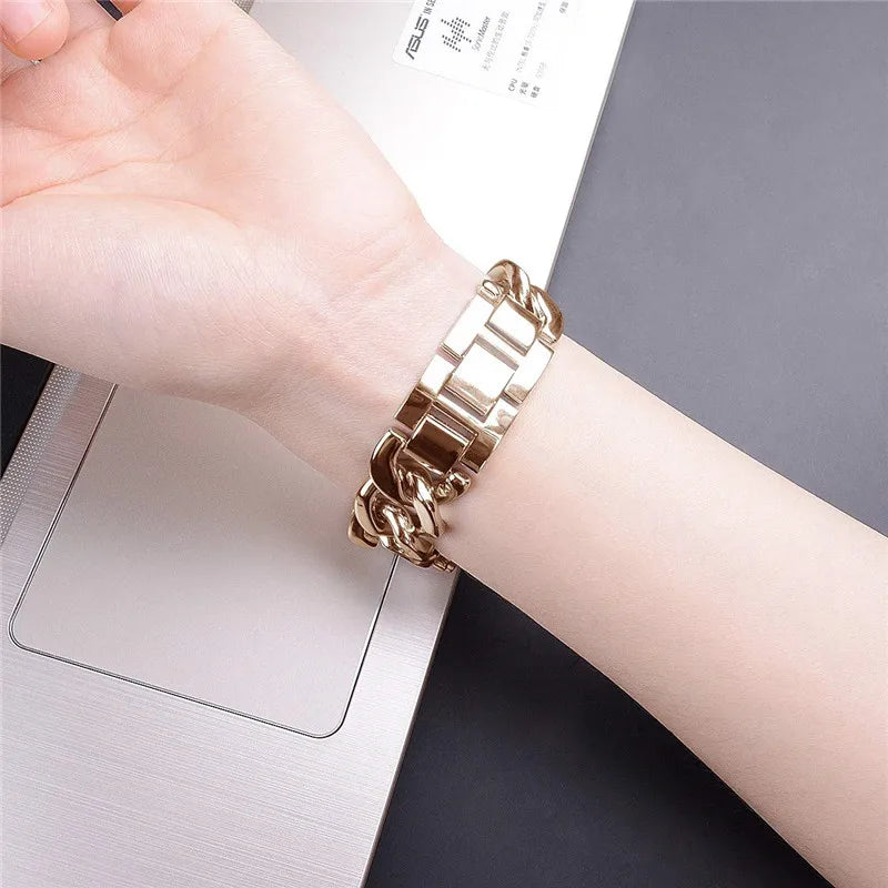 Crystal-Set Chain Link Strap for Apple Watch 38/40/41mm and 42/44/45/49mm, Stainless Steel Women's Bracelet Style in Sil