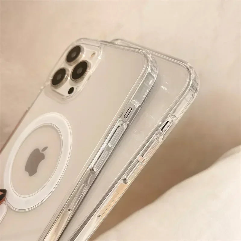 Clear Magnetic Phone Case for iPhone 16, 15 & 14 Series, Transparent PC and TPU Anti-Fingerprint Cover