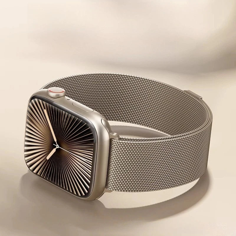 Stainless Steel Mesh Loop Strap with Magnetic Closure for Apple Watch Series 11 to 3, SE & Ultra, 38–49mm Cases