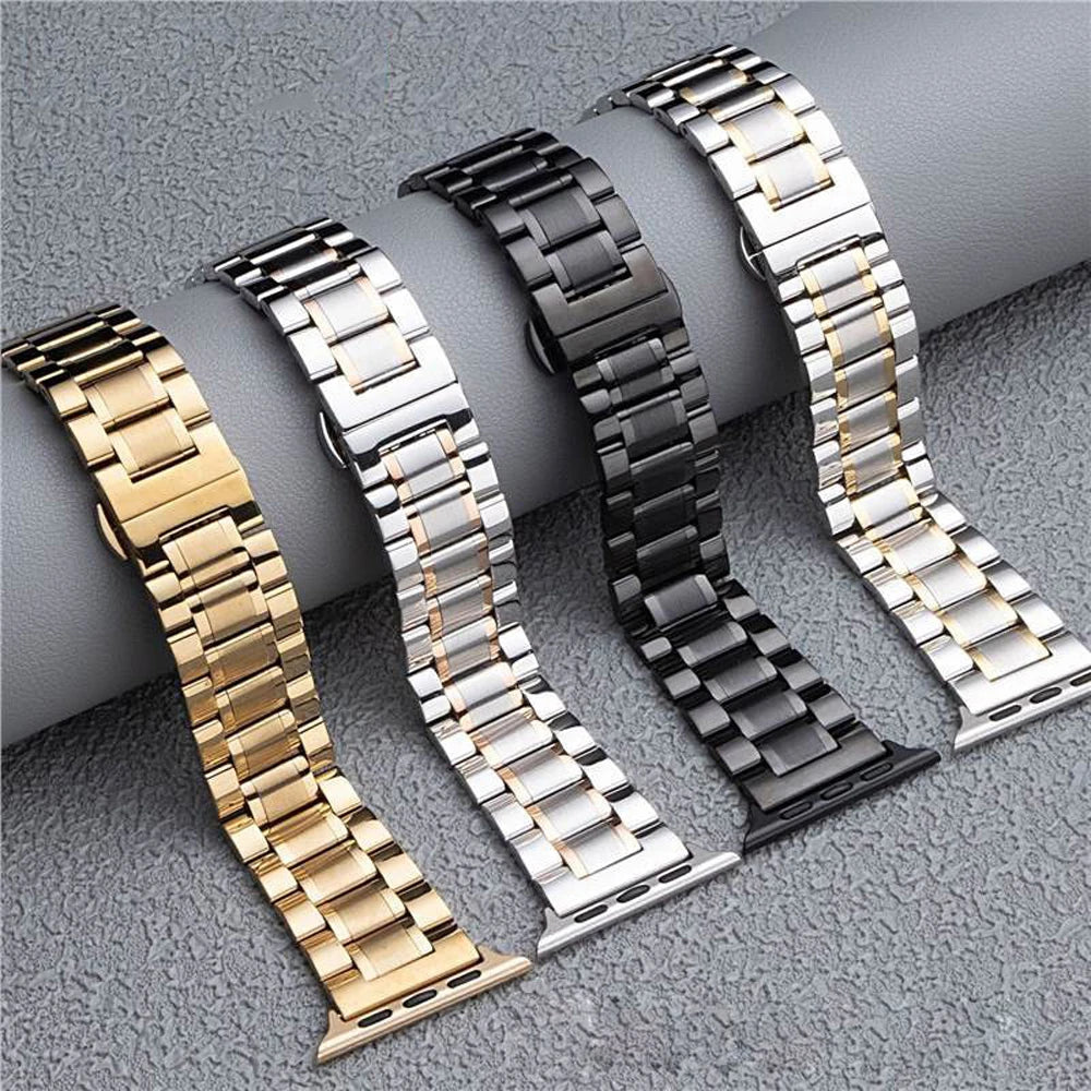 Stainless Steel Link Strap for Apple Watch Series 12 to 4, SE & Ultra 38–49mm Metal Bracelet Watch Band