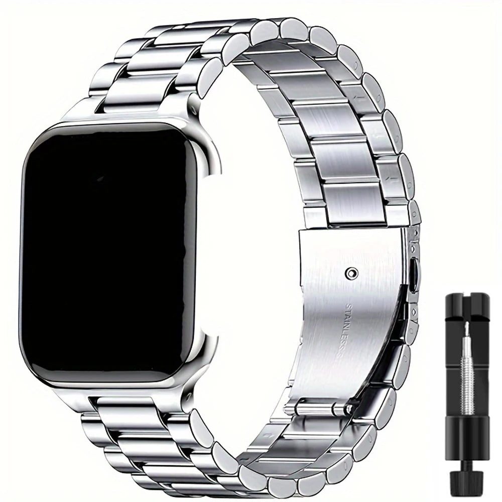 Stainless Steel Link Strap for Apple Watch Series 12 to 4, SE & Ultra 38–49mm Metal Bracelet Watch Band