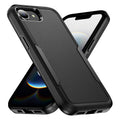 Dual-Layer Hard Phone Case for iPhone 17e, 17, Air, 16e, 16, 15 & 14 Series - Anti-Scratch Half-Wrapped Cover in Black o