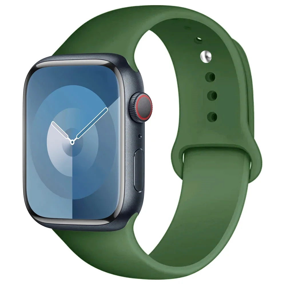 Green Silicone Strap for Apple Watch 40/41/42mm & 44/45/46/49mm - Flexible Band in S/M or M/L Lengths