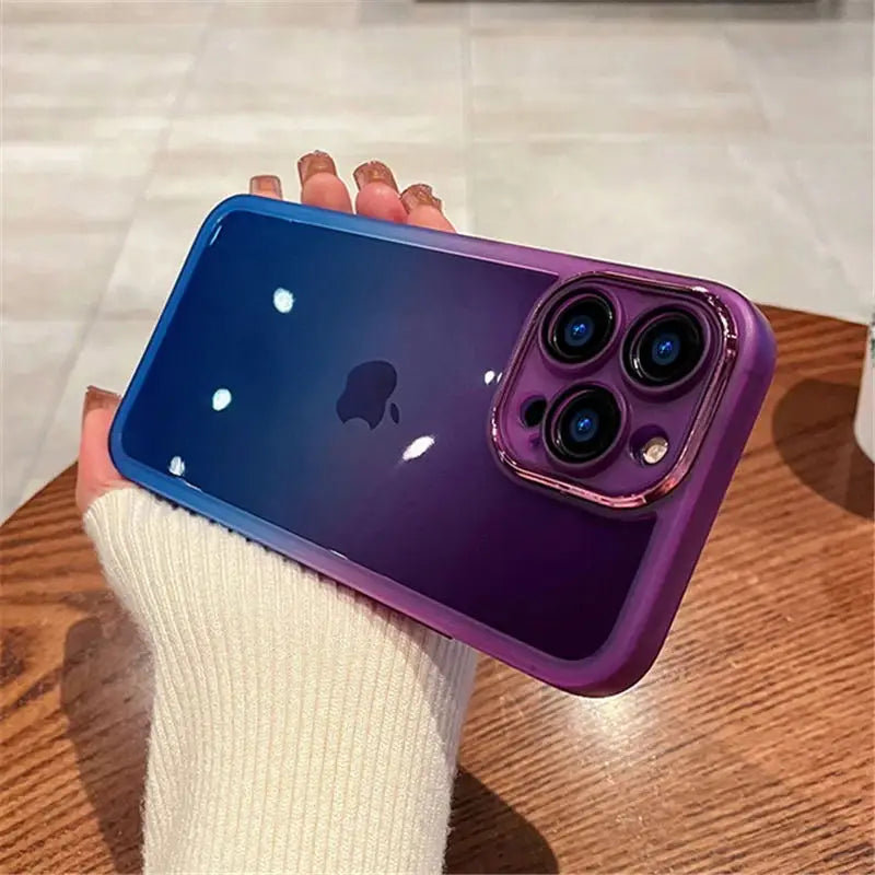 Gradient Rainbow Clear Phone Case for iPhone 16 Pro Max, 16 Pro, 16 Plus, 16, 15 & 14 Series in Shock-Absorbing TPU with