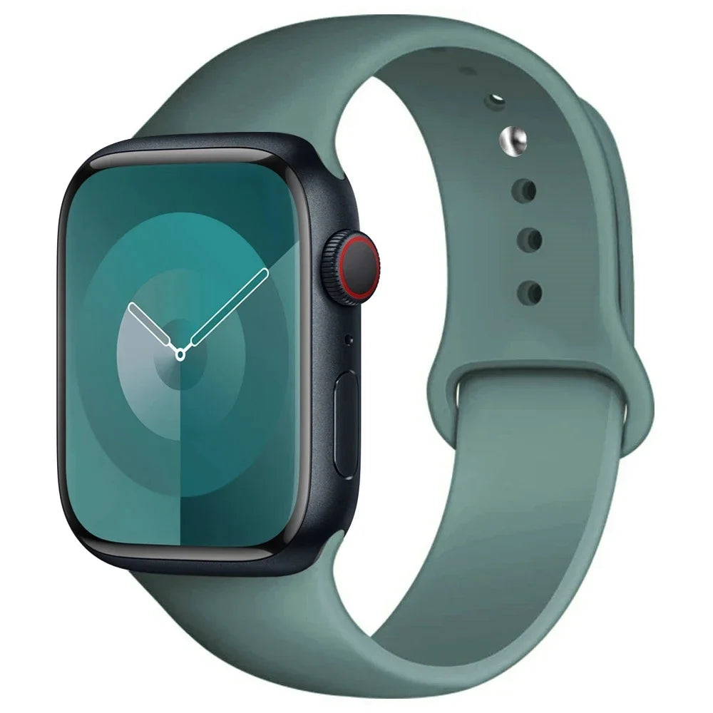 Green Silicone Strap for Apple Watch 40/41/42mm & 44/45/46/49mm - Flexible Band in S/M or M/L Lengths