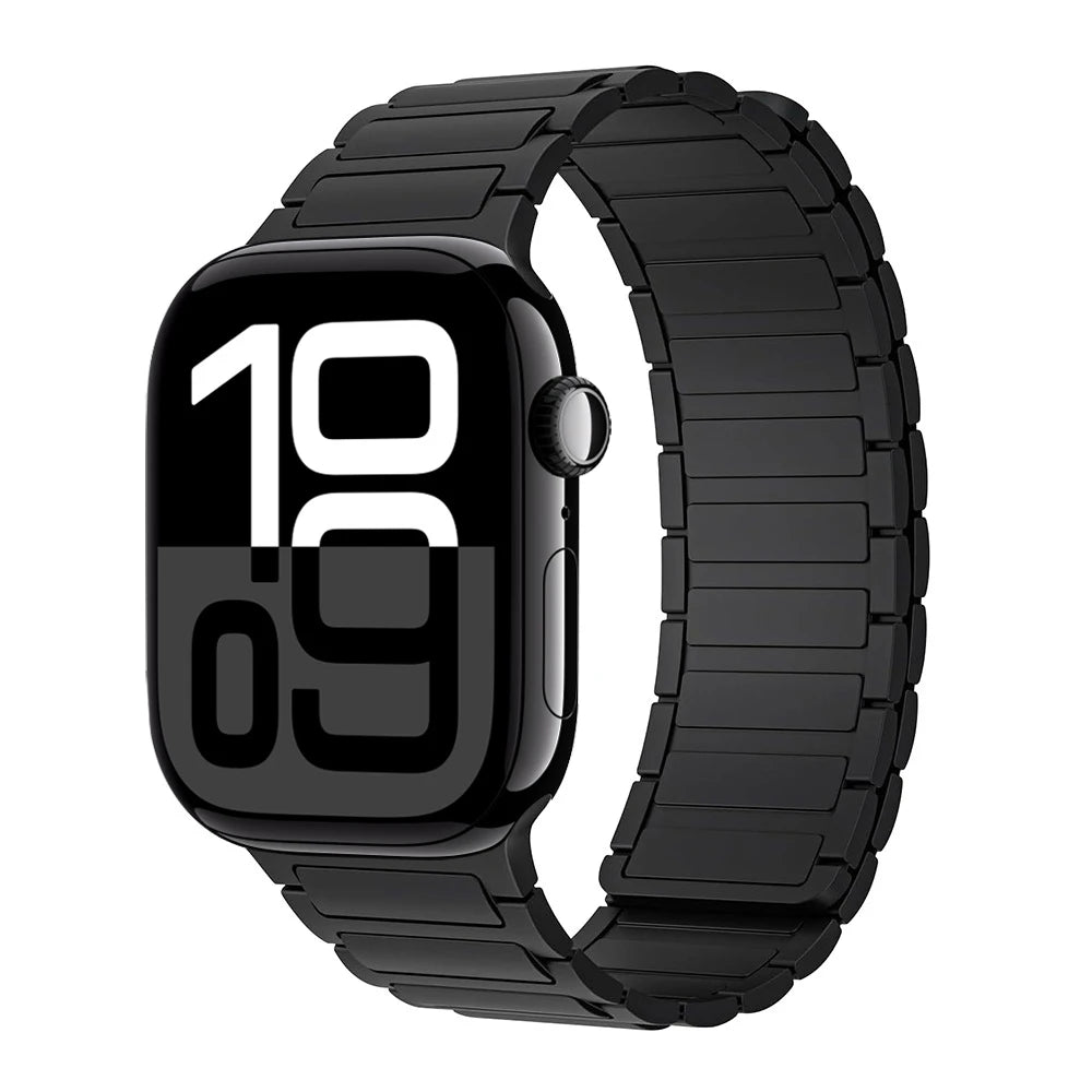Magnetic Silicone Loop Strap for Apple Watch 40mm to 49mm Cases in Black and Two-Tone Colours such as Chocolate Black
