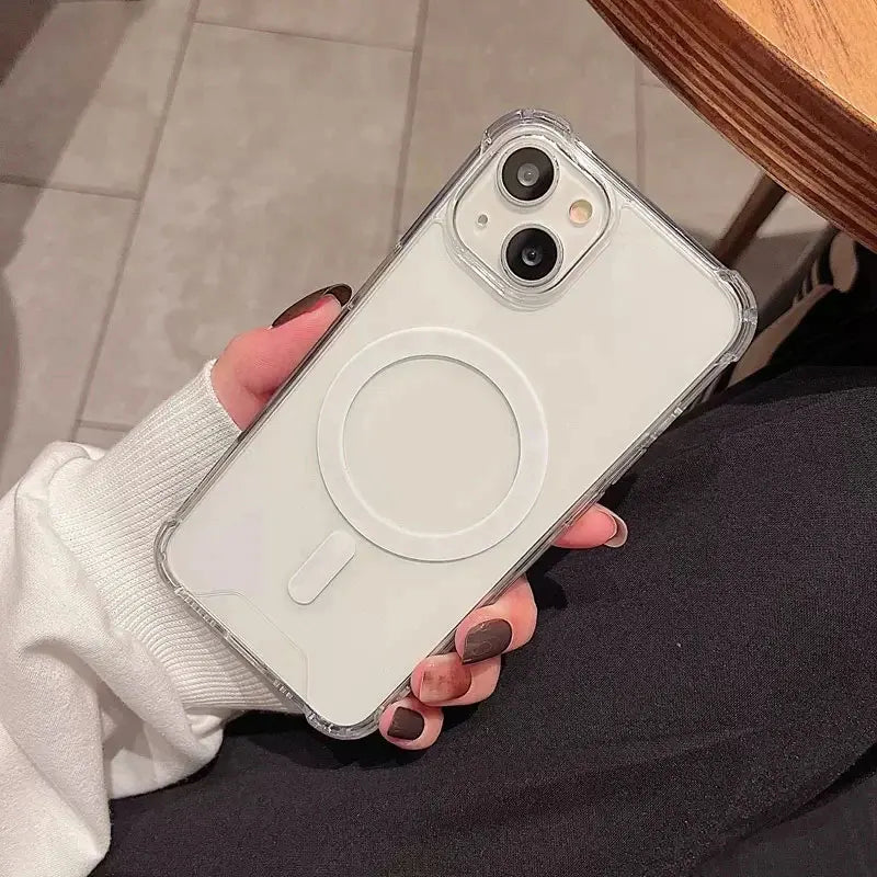 Clear Magnetic Phone Case for iPhone 18 Pro Max, 18 Pro, Air, 17, 16, 15 & 14 Series with Acrylic Back and Bumper Edges