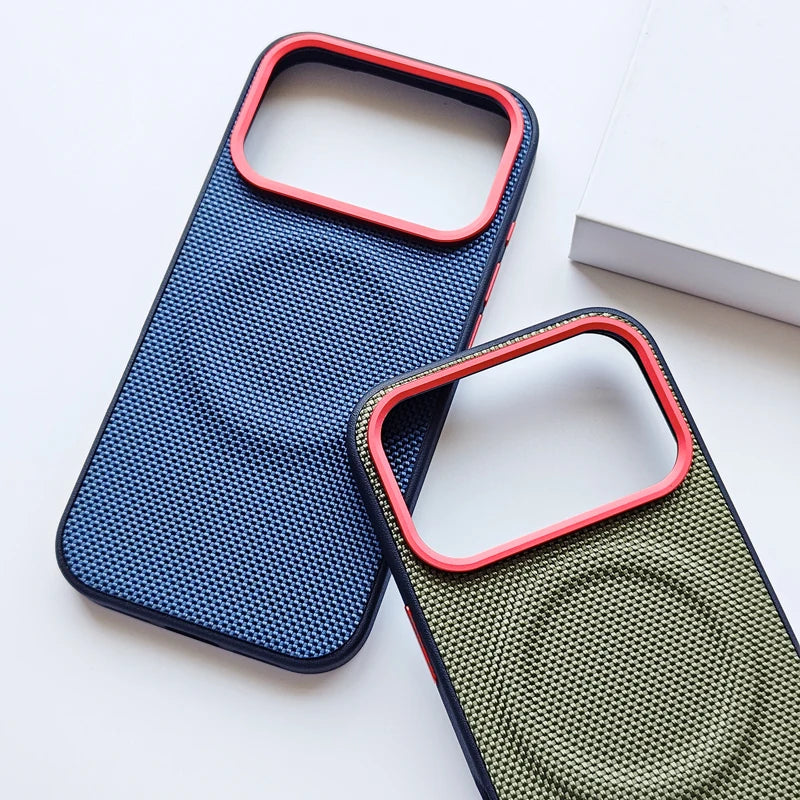 Woven Texture Magnetic Case for iPhone 17 Pro Max, 17 Pro, 17, Air & 18 Pro Series, PU Leather and TPU Cover with Camera