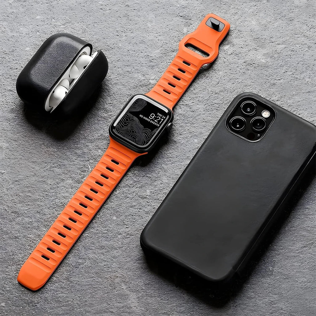 Silicone Sport Strap for Apple Watch Series, SE and Ultra – 38/40/41mm and 42/44/45/49mm Cases, Soft Unisex Band