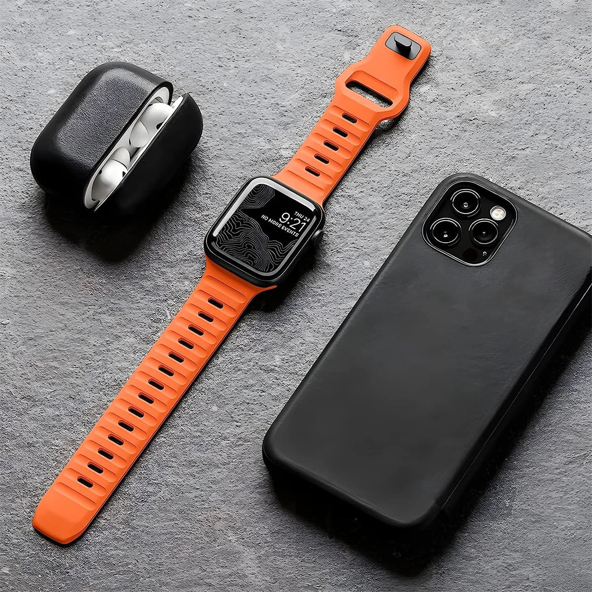 Silicone Sport Strap for Apple Watch Series, SE and Ultra – 38/40/41mm and 42/44/45/49mm Cases, Soft Unisex Band