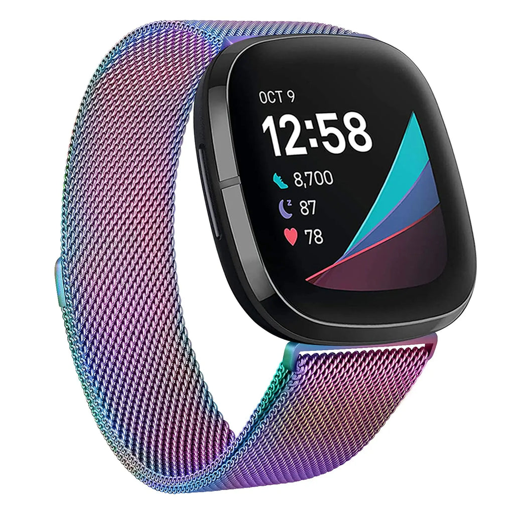 Stainless Steel Milanese Mesh Strap for Fitbit Versa, Versa 2, Versa Lite, Versa 3, Versa 4 and Sense – Magnetic Metal B
