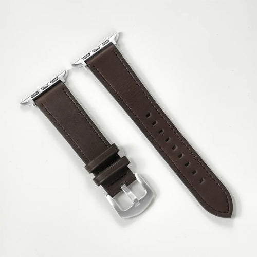 Classic PU Leather Strap for Apple Watch Series, SE & Ultra 38/40/41/42/44/45/46/49mm in Brown, Grey, Black & Blue