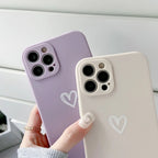 Soft Silicone Heart Phone Case for iPhone 17 Pro Max, 16, 15 & 14 Series - Matte Candy Shades in Pink, Blue or White