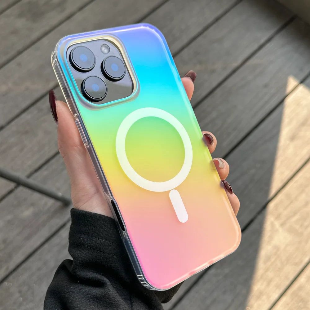 Aurora Gradient Matte Case for iPhone 17 Pro Max, 17 Pro, Air, 17, 16, 15 & 14 Series with Optional Magnetic Ring