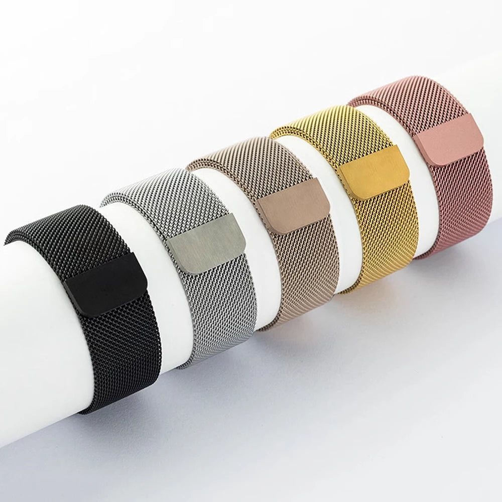 Silver Magnetic Mesh Strap for Apple Watch 38/40/41/42 and 42/44/45/46/49mm, Stainless Steel Band for Series, SE and Ult