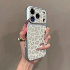Leopard Print Artificial Leather Bumper Case for iPhone 18 Pro, 17, 16, 15 & 14 Series with Contrast Camera Frame
