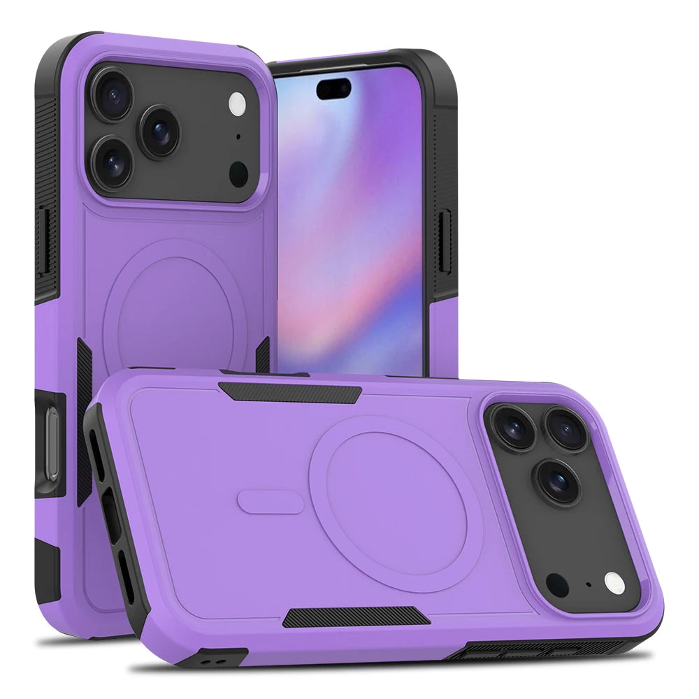 Rugged Armour-Style Magnetic Phone Case for iPhone 18 Pro Max, 18 Pro, Air, 17, 16, 15 & 14 Series, Matte PC and TPU Cov