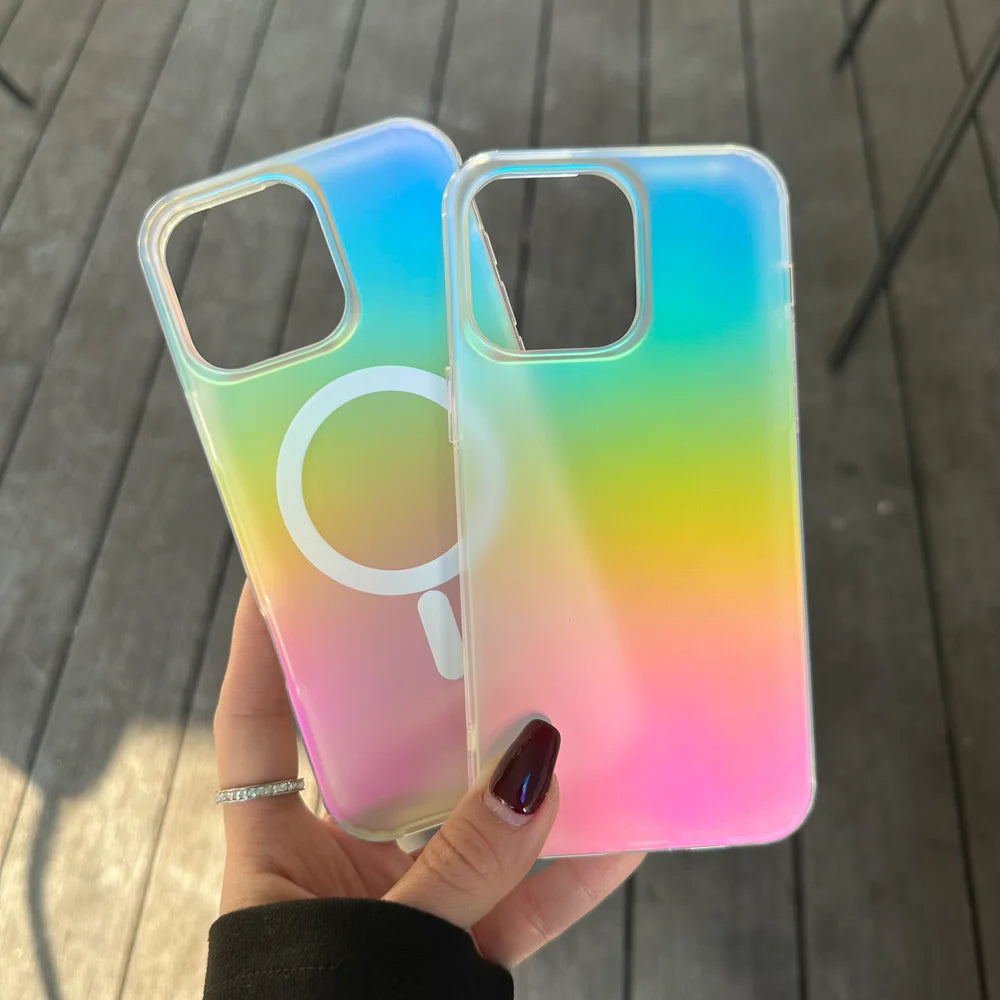 Aurora Gradient Matte Case for iPhone 17 Pro Max, 17 Pro, Air, 17, 16, 15 & 14 Series with Optional Magnetic Ring