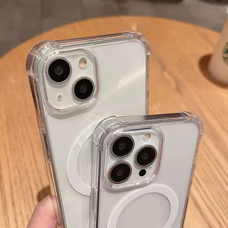 Clear Magnetic Phone Case for iPhone 18 Pro Max, 18 Pro, Air, 17, 16, 15 & 14 Series with Acrylic Back and Bumper Edges