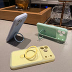 Soft Jelly Phone Case with Fold-Out Ring Stand for Select iPhone 15, 16, 17 & 18 Pro Models - Magnetic, 10 Colours