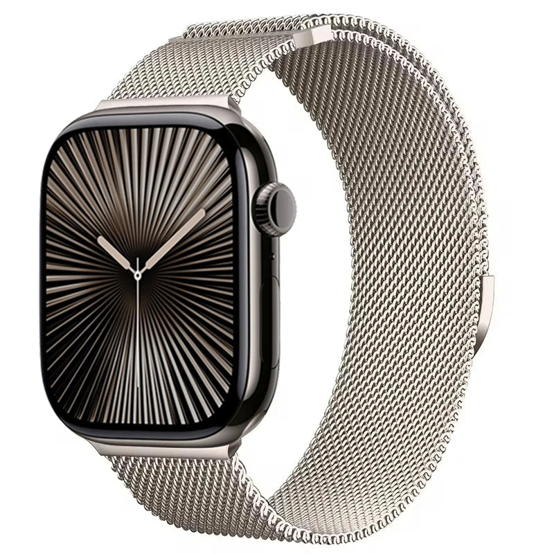 Rose Gold Stainless Steel Mesh Watch Strap with Magnetic Buckle for Apple Watch 38mm to 49mm - Breathable Metal Band