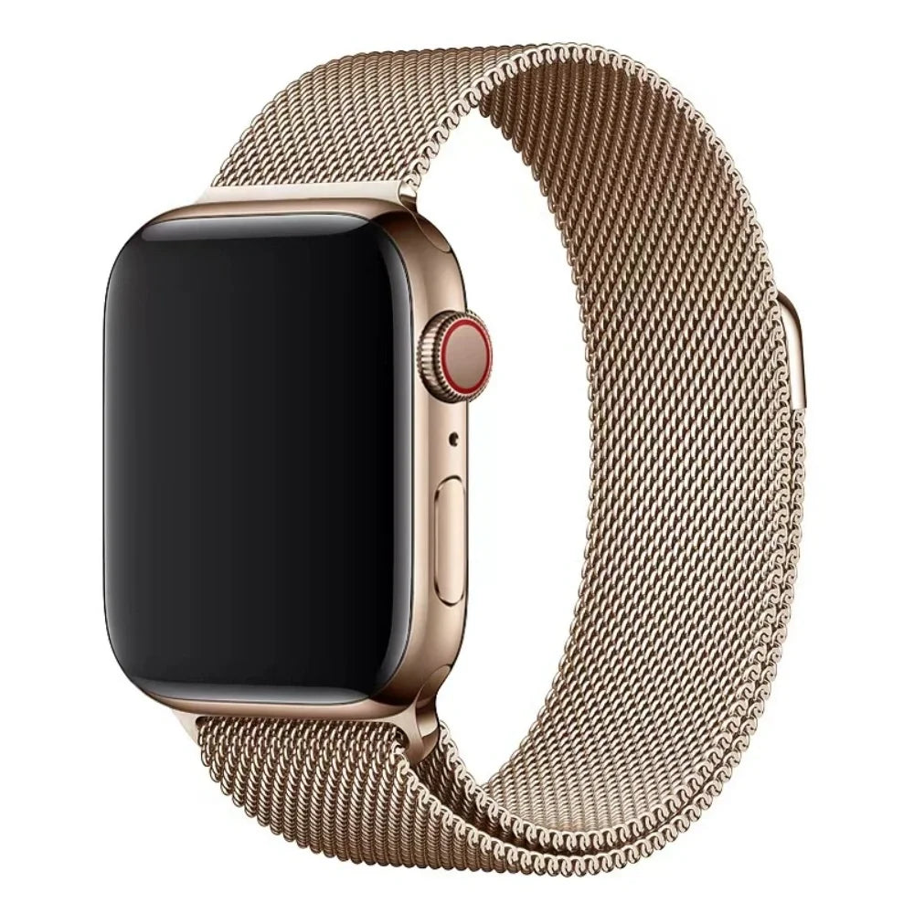 Stainless Steel Mesh Loop Strap with Magnetic Closure for Apple Watch Series 11 to 3, SE & Ultra, 38–49mm Cases